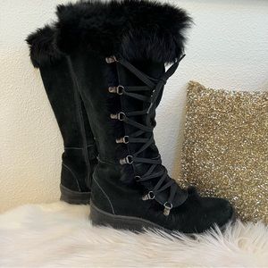 BEARPAW Suede & Rabbit Fur Zip - Up Boots